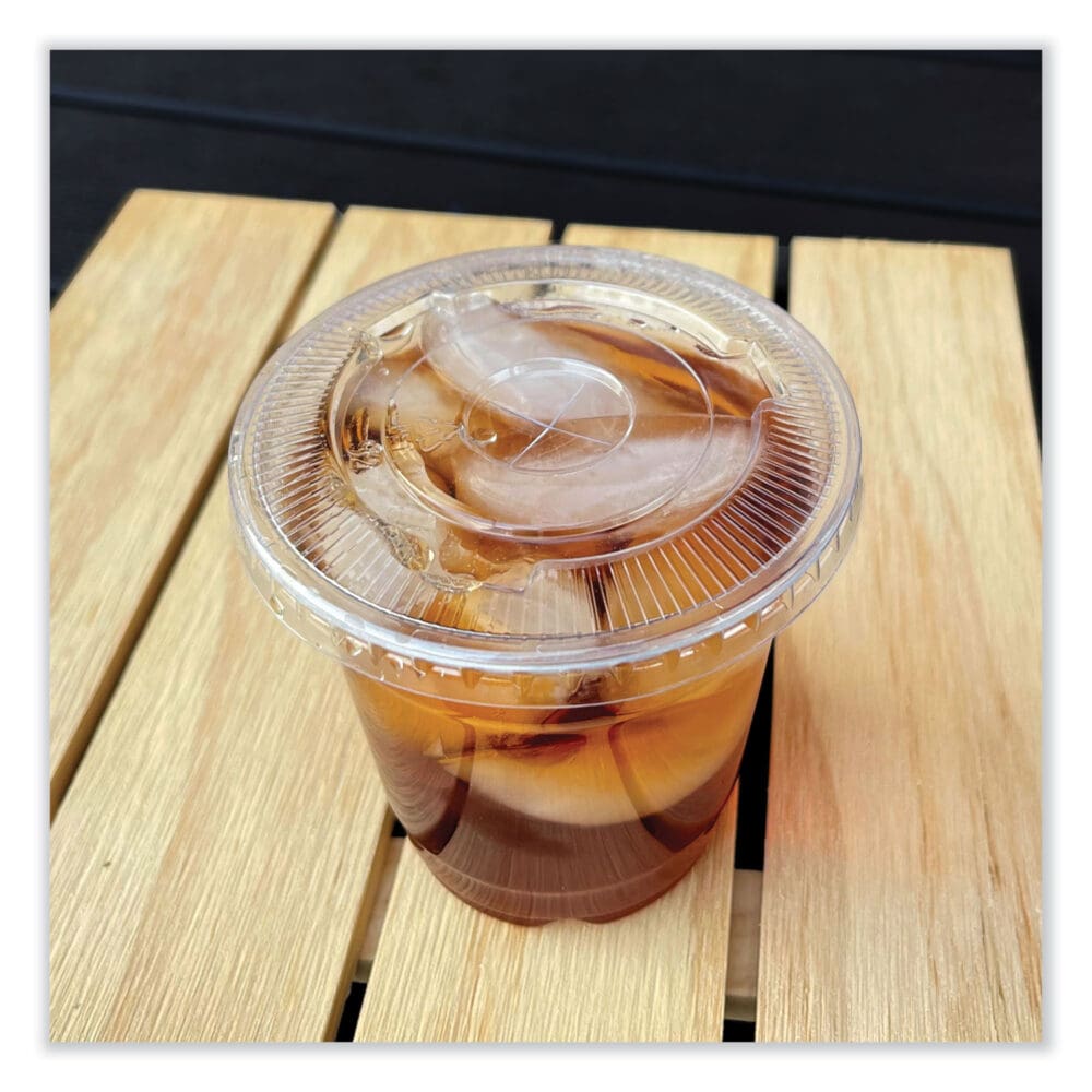 Crystal-Clear Cold Cup Straw-Slot Lids, Fits 9 oz Squat/12 oz PET Cups, 100/Pack - Image 3