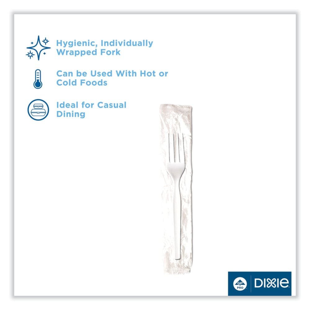 Mediumweight Polypropylene Cutlery, Forks, White, 1,000/Carton - Image 3