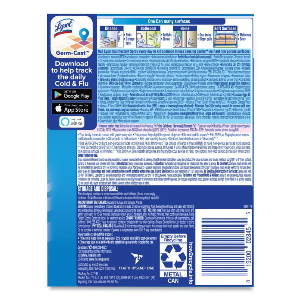 Disinfectant Spray, Spring Waterfall Scent, 12.5 oz Aerosol Spray - Image 4