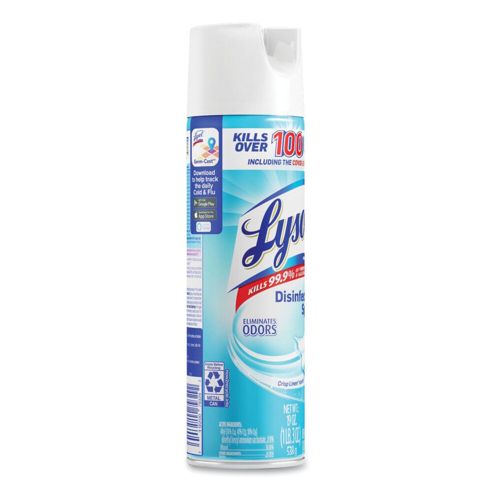 Disinfectant Spray, Crisp Linen Scent, 19 oz Aerosol Spray - Image 2
