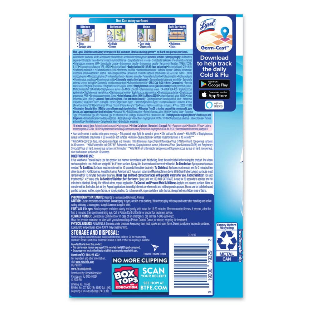 Disinfectant Spray, Crisp Linen Scent, 19 oz Aerosol Spray - Image 3