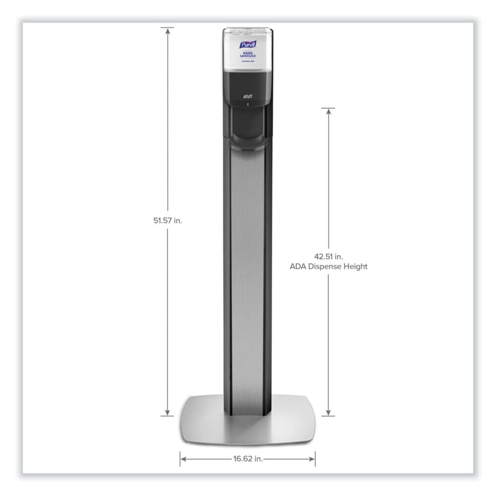 MESSENGER ES6 Graphite Panel Floor Stand with Dispenser, 1,200 mL, 16.75 x 6 x 40, Graphite/Silver - Image 4