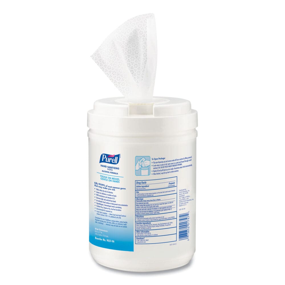 Hand Sanitizing Wipes Alcohol Formula, 6 x 7, Unscented, White, 175/Canister, 6 Canisters/Carton - Image 2