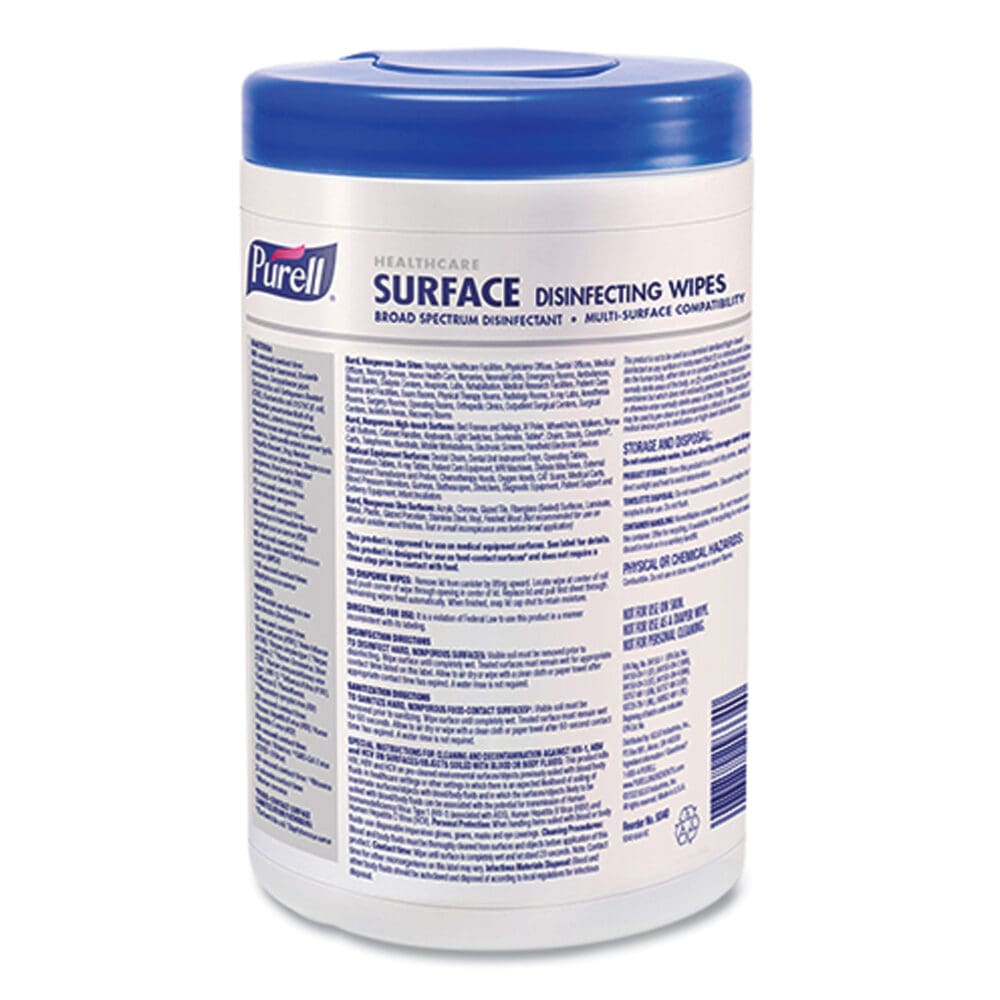 Healthcare Surface Disinfecting Wipes, 1-Ply, 7" x 10", Unscented, White, 110 Wipes/Canister, 6 Canisters/Carton - Image 2