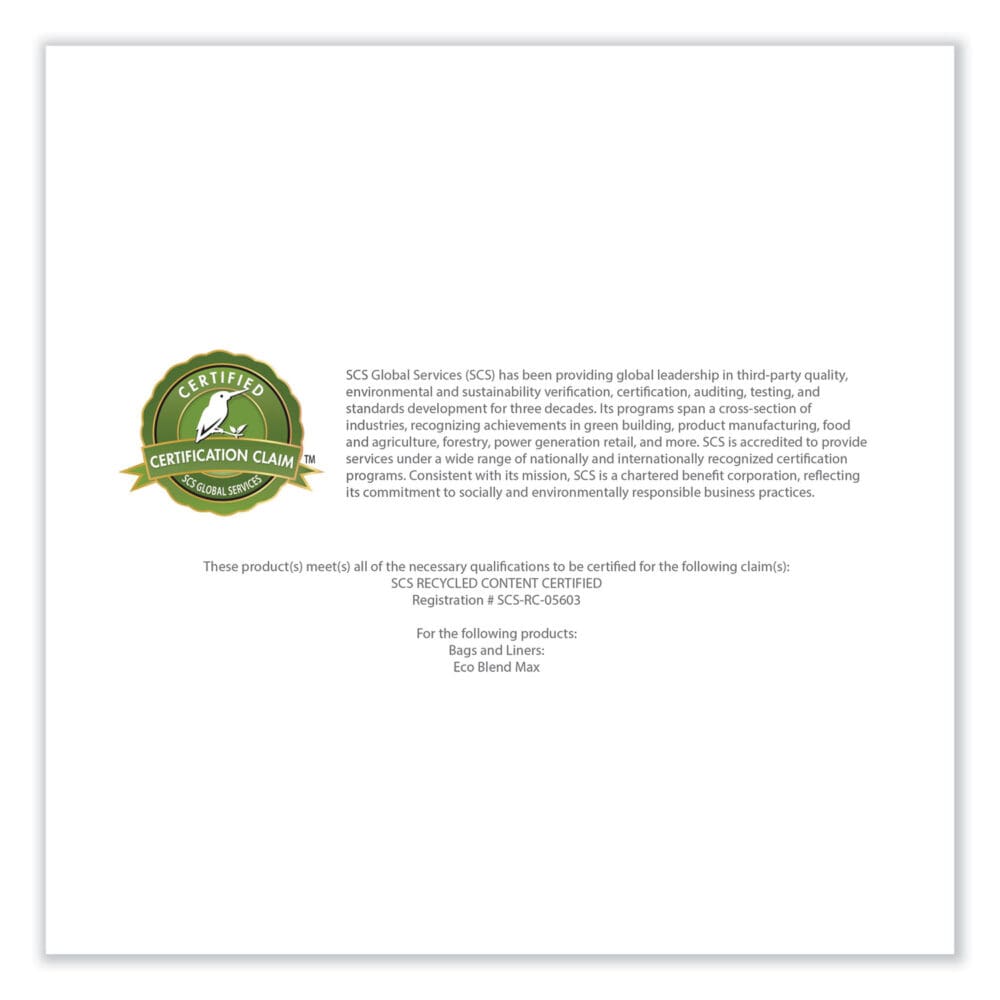 Eco Blend Max Can Liners, 23 gal, 0.8 mil, 28" x 45", Black, 25 Bags/Roll, 10 Rolls/Carton - Image 4