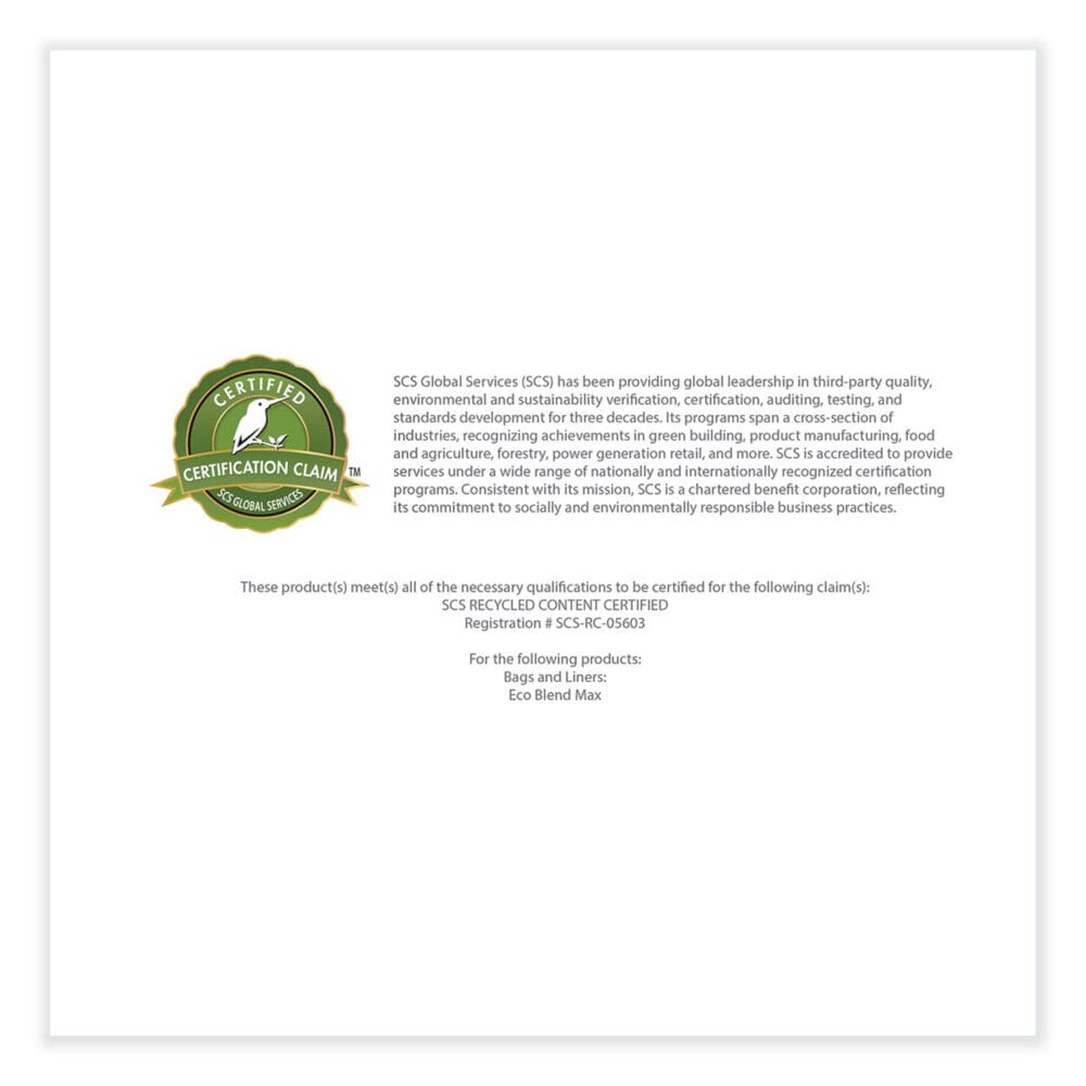 Eco Blend Max Can Liners, 23 gal, 0.8 mil, 28" x 45", Blue, 25 Bags/Roll, 10 Rolls/Carton - Image 4