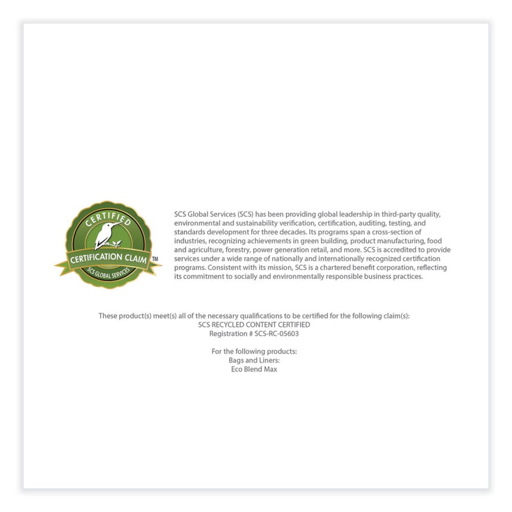 Eco Blend Max Can Liners, 33 gal, 0.8 mil, 33" x 39", Clear, 25 Bags/Roll, 8 Rolls/Carton - Image 4