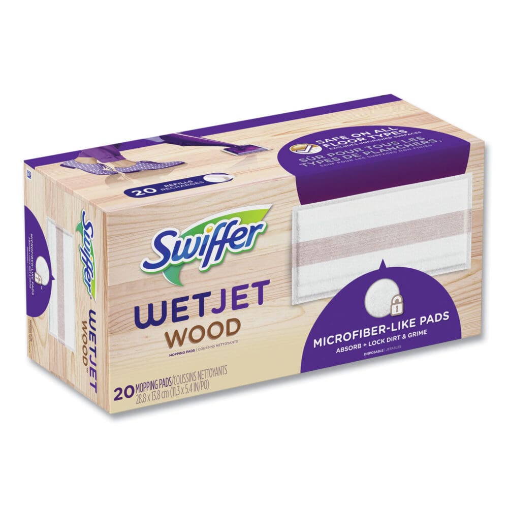 WetJet System Wood Mopping Pad, 5.4 x 11.3, White, 20/Pack - Image 8