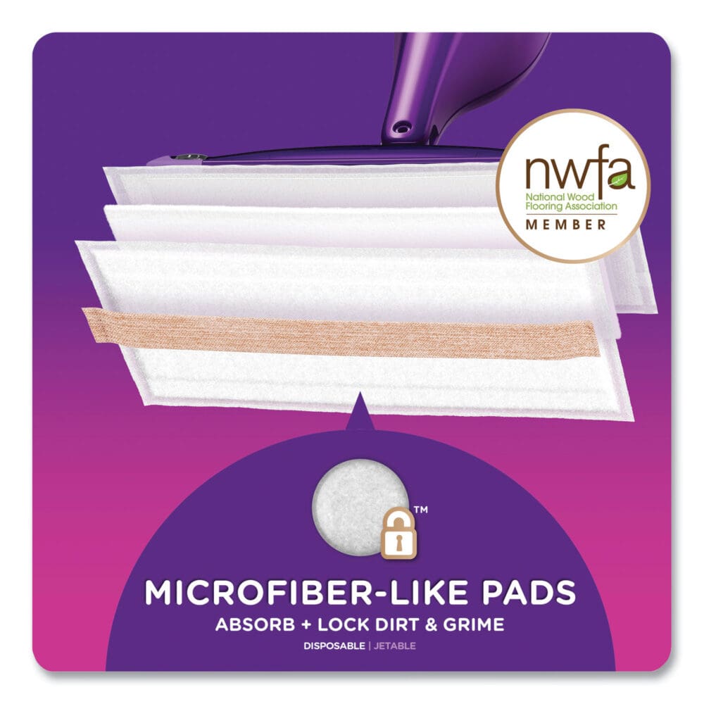WetJet System Wood Mopping Pad, 5.4 x 11.3, White, 20/Pack - Image 3