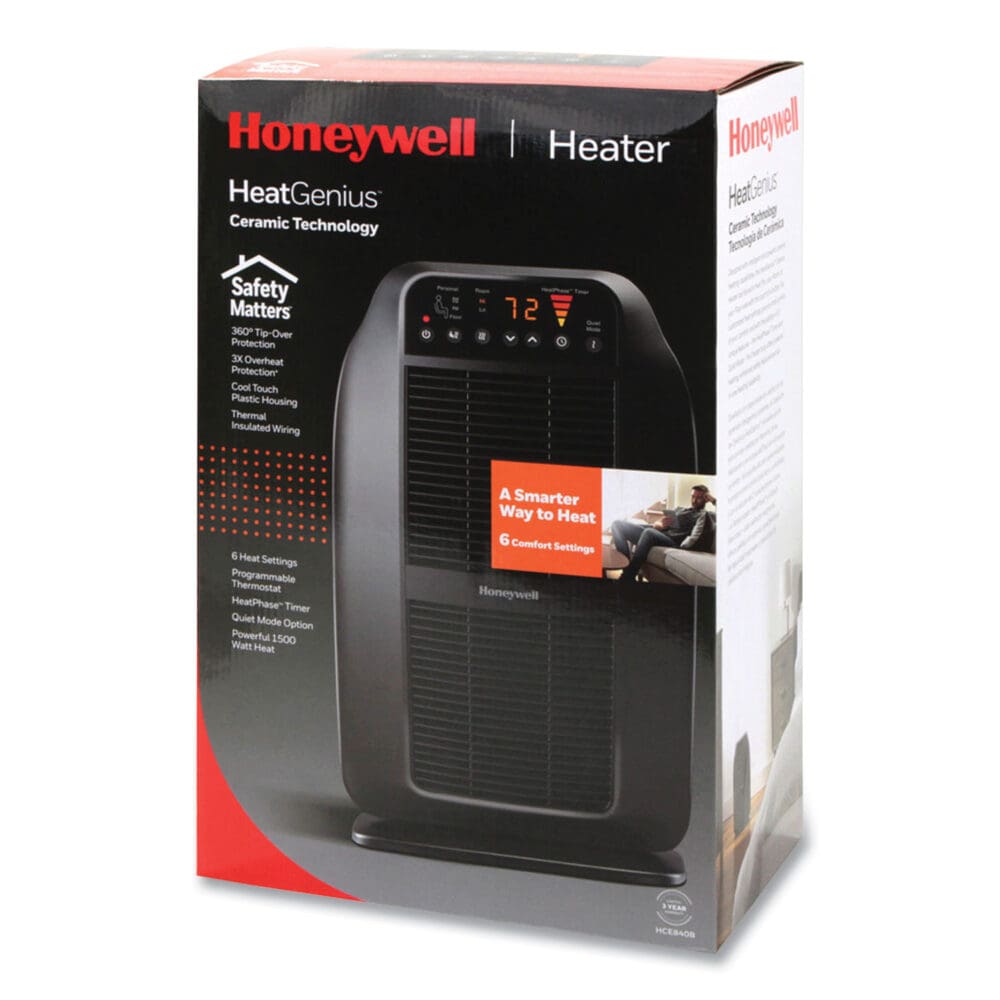 Heat Genius Ceramic Portable Heater, 1,575 W, 5.6 x 10.2 x 17.3, Black - Image 3