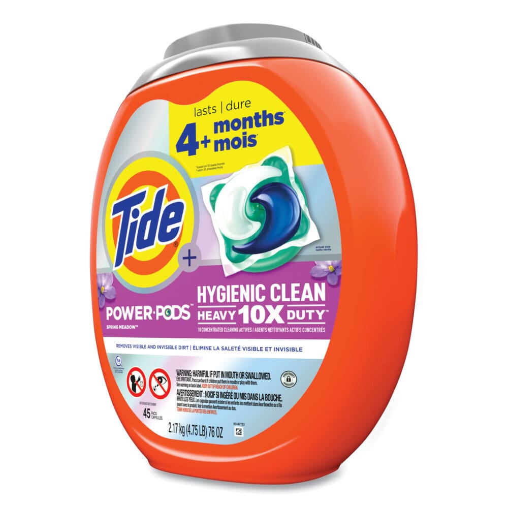 Hygienic Clean Heavy 10x Duty Power Pods, Fresh Meadow Scent, 76 oz Tub, 45 Pods, 4/Carton - Image 4