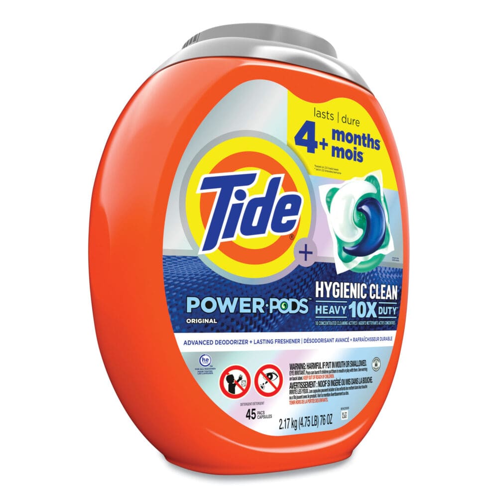 Hygienic Clean Heavy 10x Duty Power Pods, Original Scent, 76 oz Tub, 45 Pods, 4/Carton - Image 3