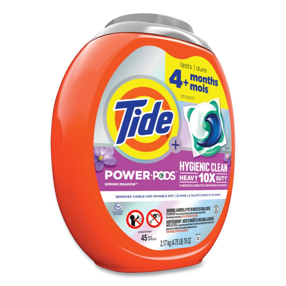 Hygienic Clean Heavy 10x Duty Power Pods, Fresh Meadow Scent, 76 oz Tub, 45 Pods, 4/Carton - Image 3