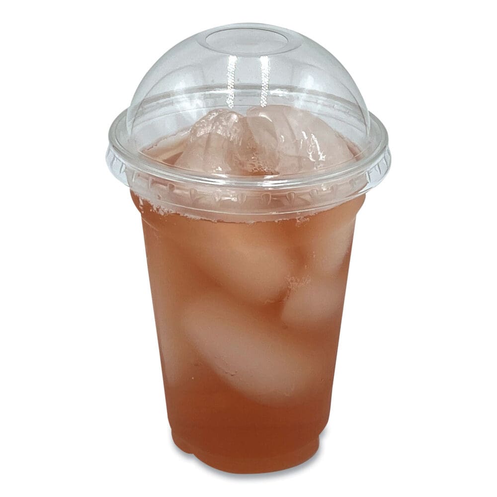 PET Cold Cup Dome Lids, Fits 9 oz to 10 oz PET Cups, Clear, 100/Pack - Image 2
