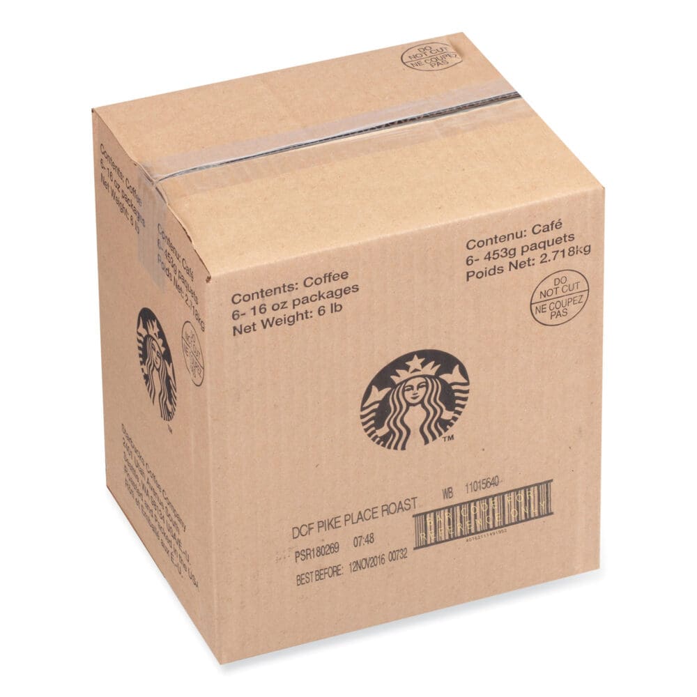 Whole Bean Coffee, Decaffeinated, Pike Place, 1 lb, Bag, 6/Carton - Image 2