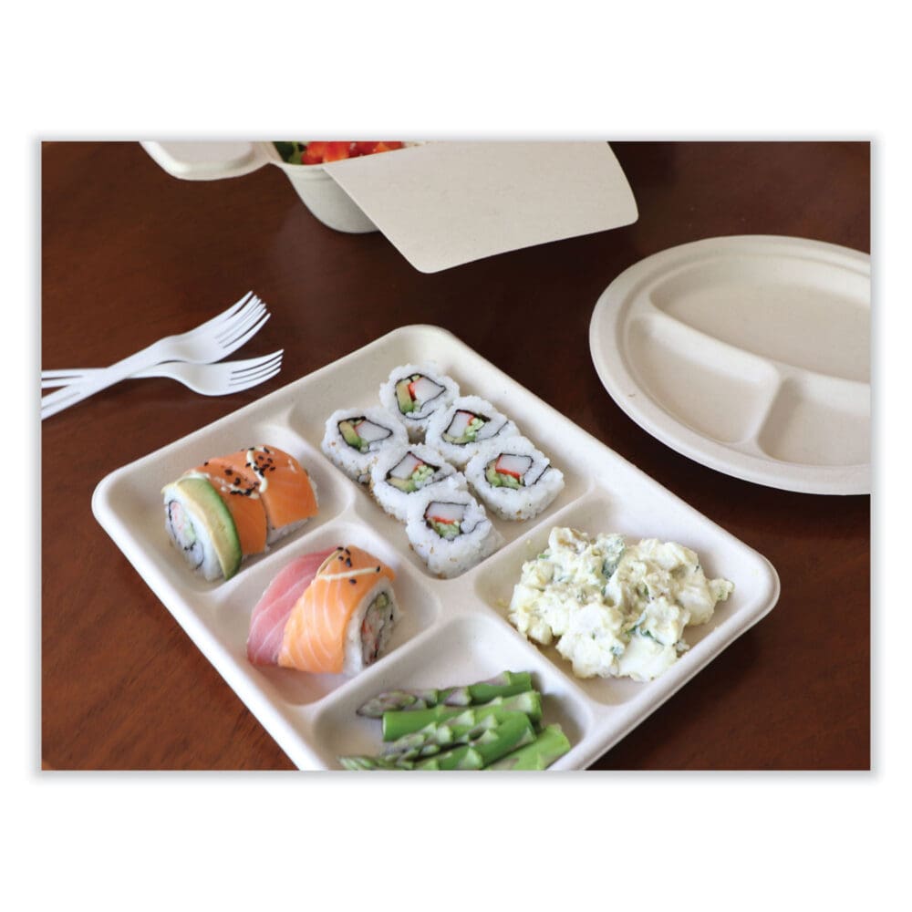 Fiber Trays, 5-Compartment, 8.5 x 10.24 x 1.01, Natural, Paper, 400/Carton - Image 4