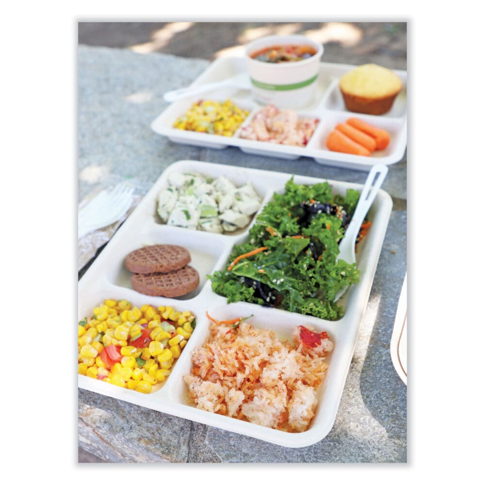Fiber Trays, 5-Compartment, 8.5 x 10.24 x 1.01, Natural, Paper, 400/Carton - Image 3