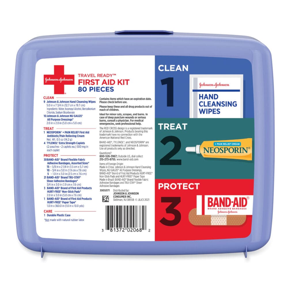 Red Cross Travel Ready Portable Emergency First Aid Kit, 80 Pieces, Plastic Case - Image 2