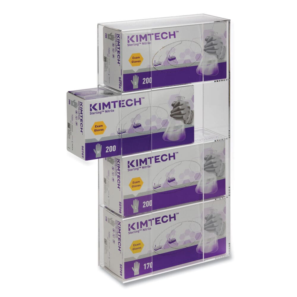 Quad Glove Dispenser, 10.5 x 4 x 21.25, Clear - Image 2