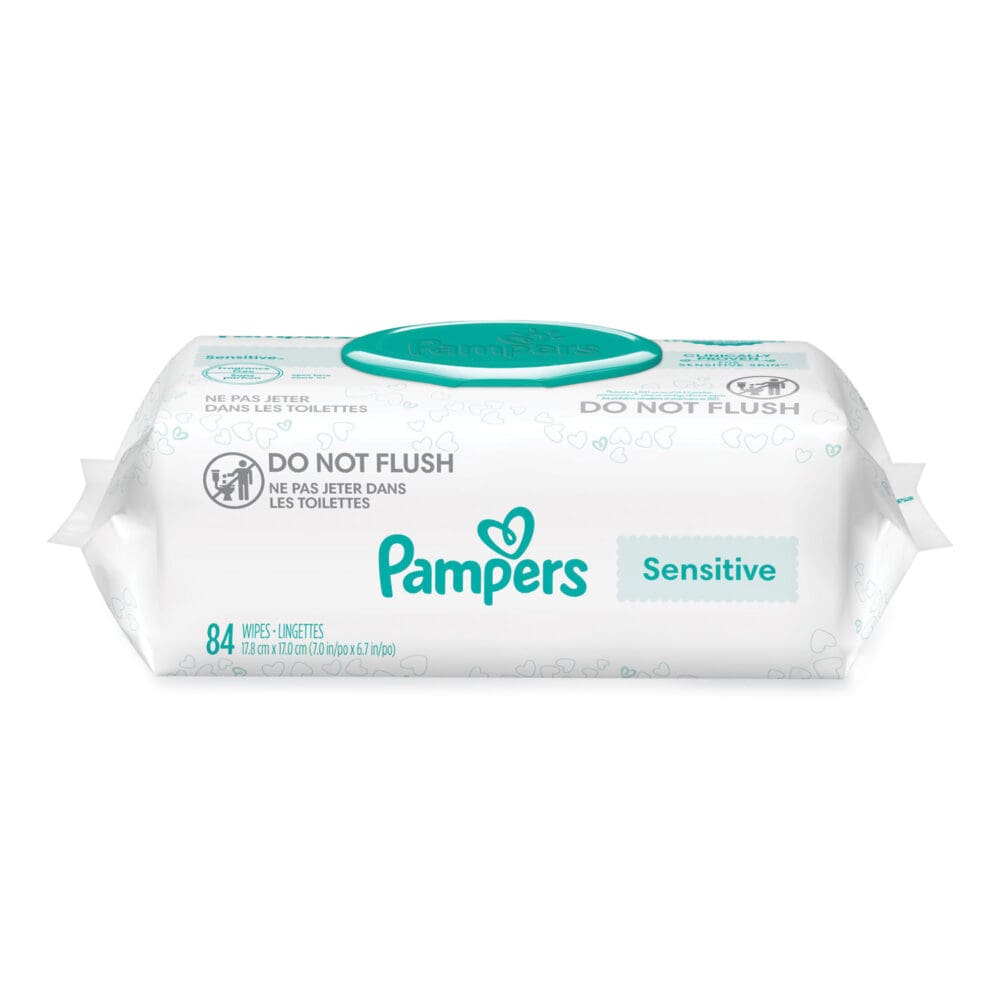Sensitive Baby Wipes, 1-Ply, 6.7 x 7, Unscented, White, 84/Pack, 7/Carton - Image 2