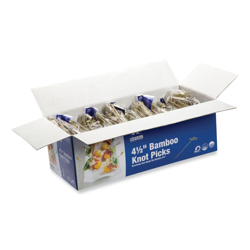 Knotted Bamboo Pick, Natural, 4.5", 100 Pack, 10 Packs/Carton - Image 2