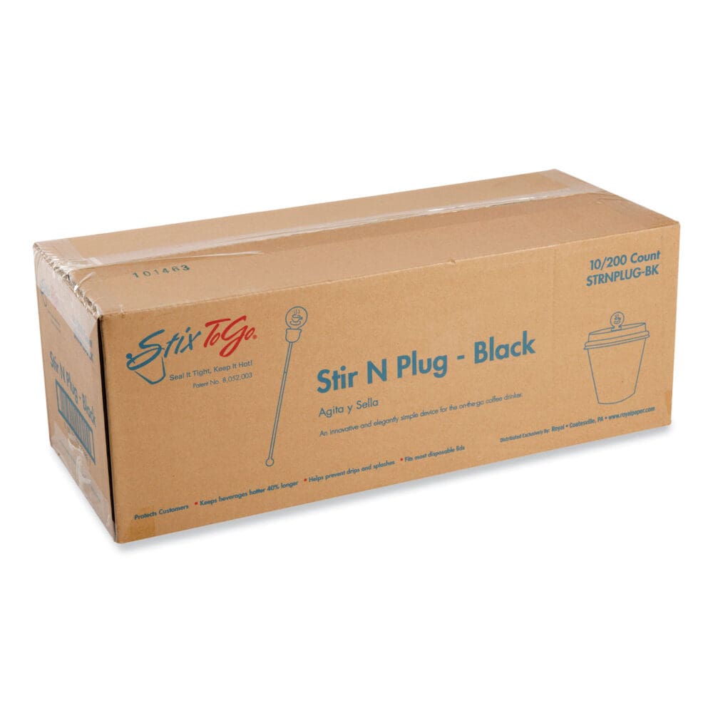 Beverage Plugs, Black, 200/Box, 10 Boxes/Carton - Image 2