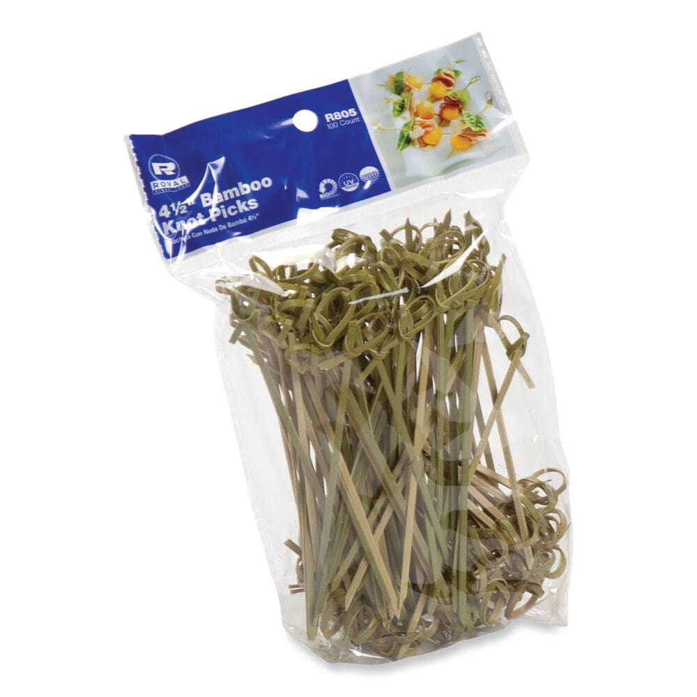 Knotted Bamboo Pick, Natural, 4.5", 100 Pack, 10 Packs/Carton - Image 3