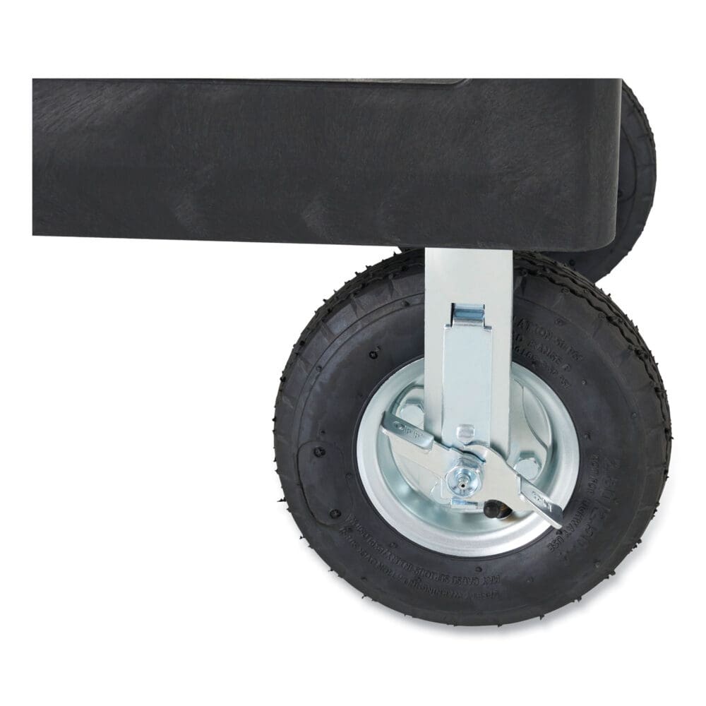 Heavy-Duty Utility Cart with Lipped Shelves, Plastic, 2 Shelves, 500 lb Capacity, 25.9" x 45.2" x 32.2", Black - Image 4