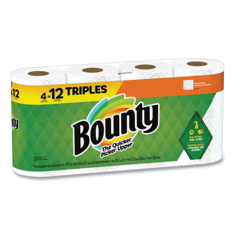Kitchen Roll Paper Towels, 2-Ply, White, 10.5 x 11, 87 Sheets/Roll, 4 Triple Rolls/Pack, 6 Packs/Carton - Image 6