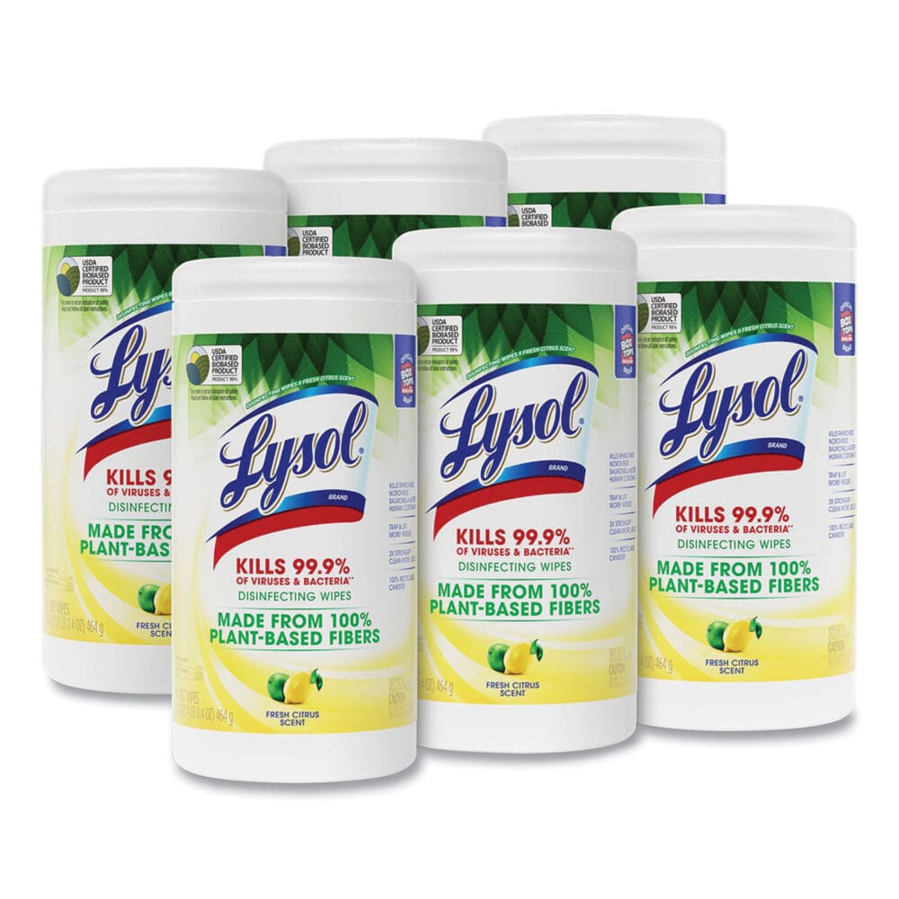 Disinfecting Wipes II Fresh Citrus, 1-Ply, 7 x 7.25, White, 70 Wipes/Canister, 6 Canisters/Carton - Image 9