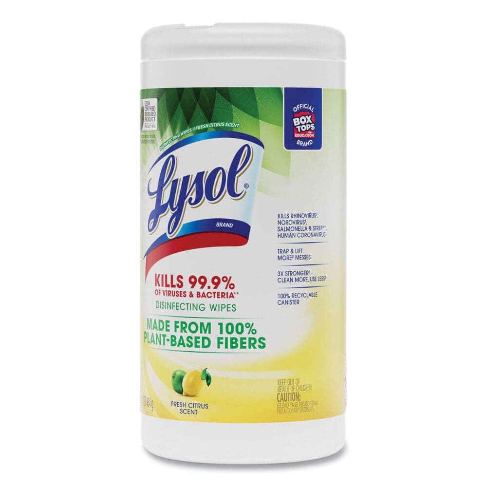 Disinfecting Wipes II Fresh Citrus, 1-Ply, 7 x 7.25, White, 70 Wipes/Canister, 6 Canisters/Carton - Image 2