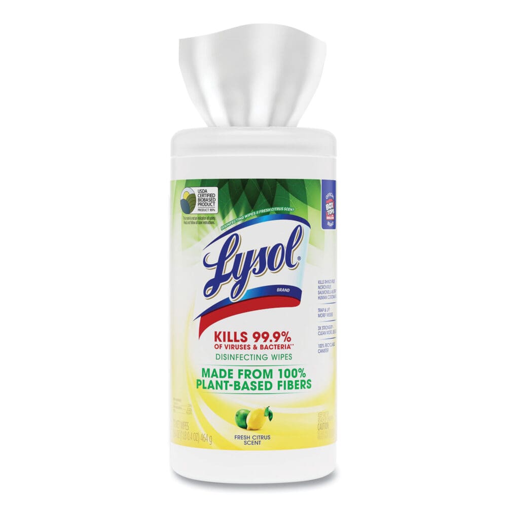 Disinfecting Wipes II Fresh Citrus, 1-Ply, 7 x 7.25, White, 70 Wipes/Canister, 6 Canisters/Carton - Image 5