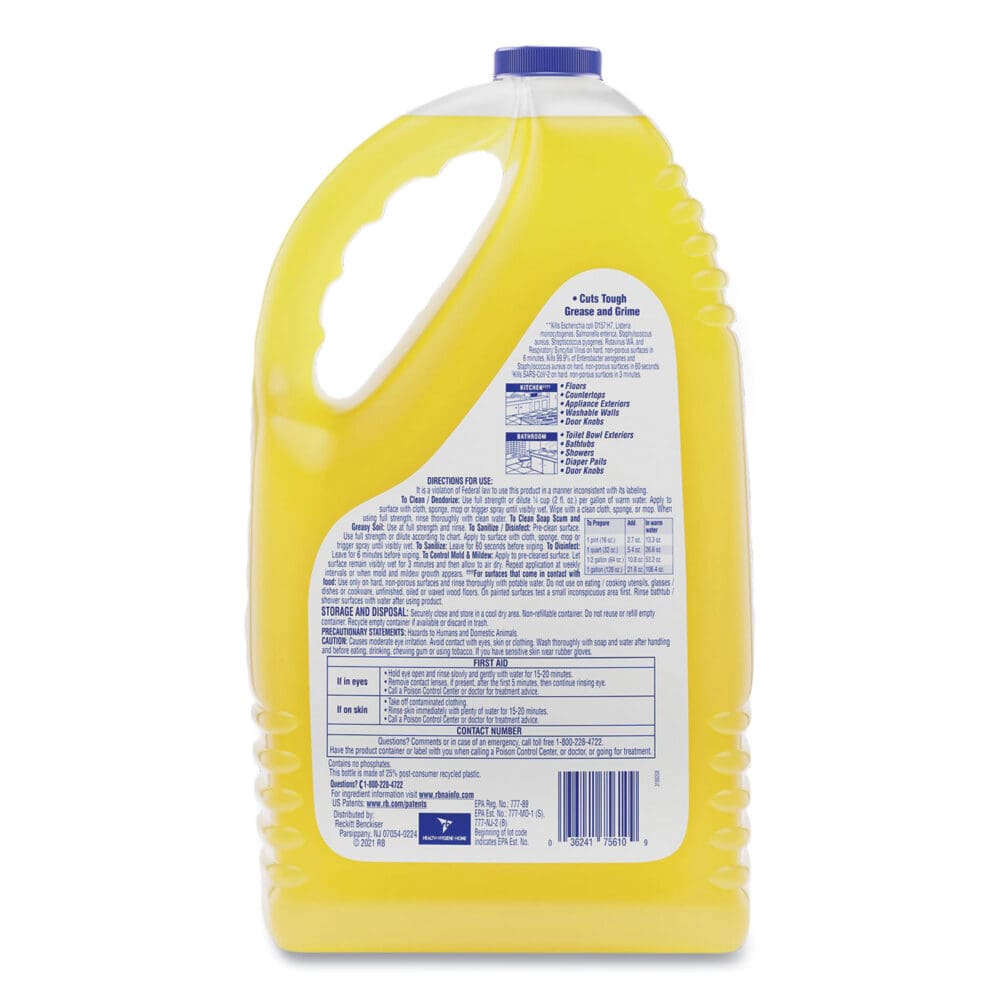 Clean and Fresh Multi-Surface Cleaner, Sparkling Lemon and Sunflower Essence, 144 oz Bottle, 4/Carton - Image 3