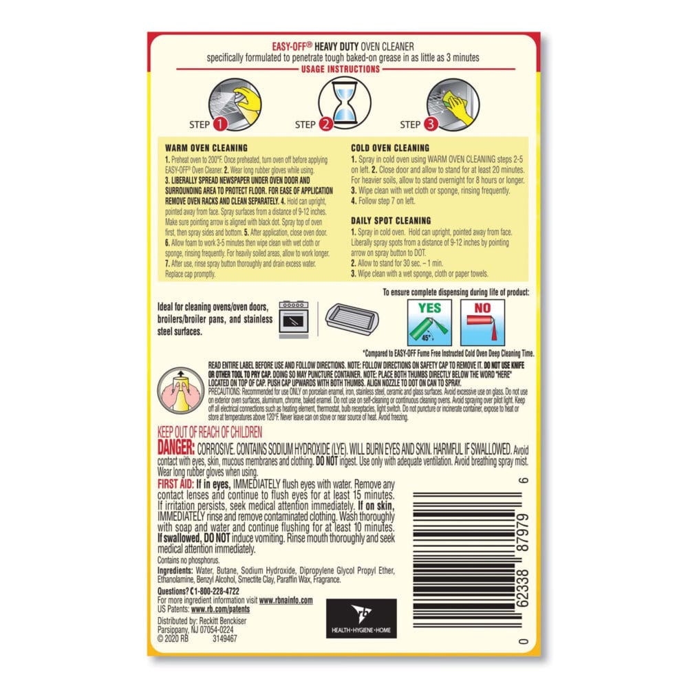 Heavy Duty Oven Cleaner, Fresh Scent, Foam, 14.5 oz Aerosol Spray, 12/Carton - Image 4