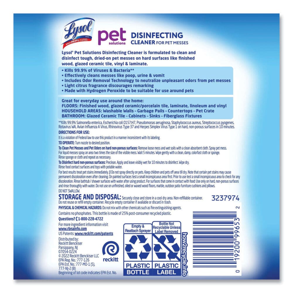 Pet Solutions Disinfecting Cleaner, Citrus Blossom, 32 oz Trigger Bottle, 9/Carton - Image 4