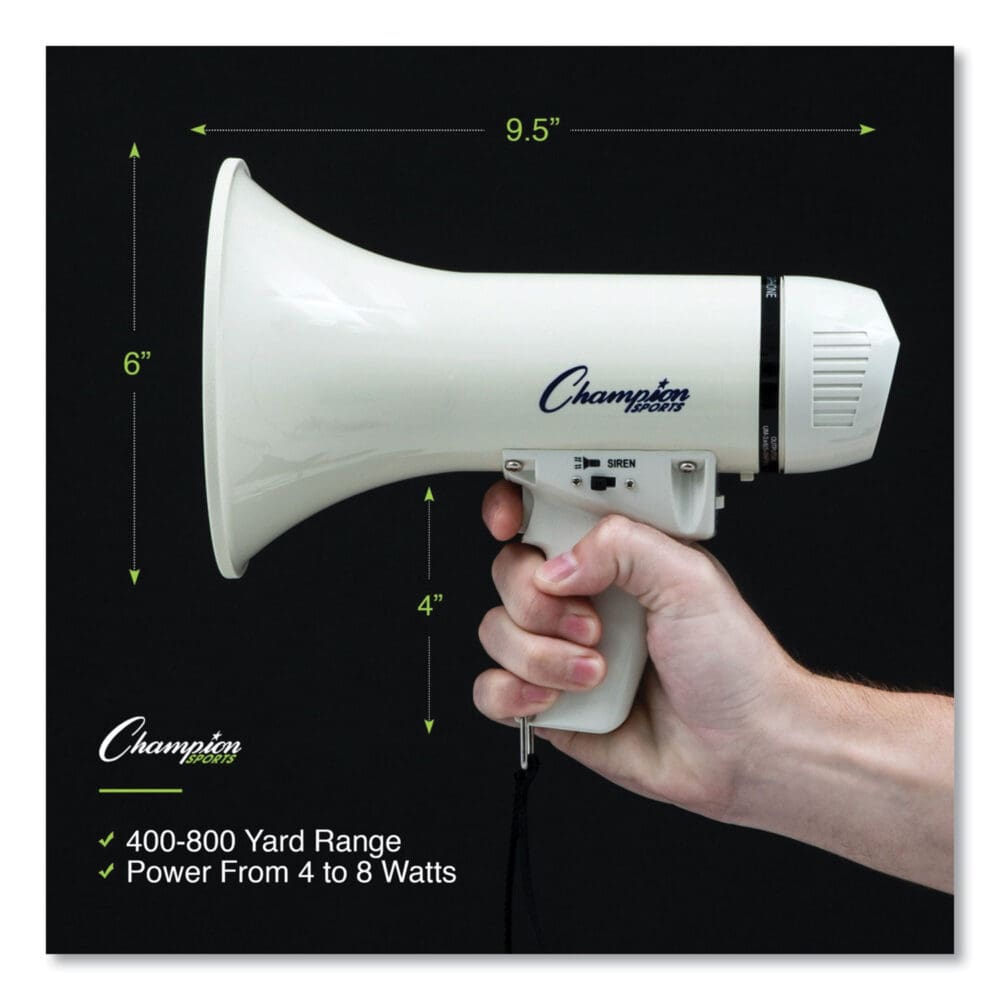 Megaphone, 4 W to 8 W, 400 yds Range, White - Image 2