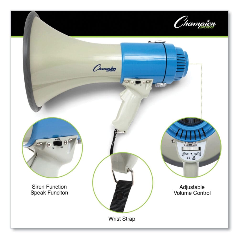 Megaphone, 12 W to 25 W, 1,000 yds Range, White/Blue - Image 8