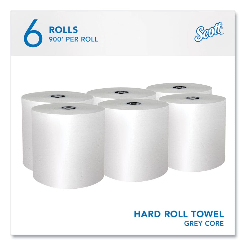 Pro Hard Roll Paper Towels with Absorbency Pockets, for Scott Pro Dispenser, Gray Core Only, 1-Ply, 7.5" x 900 ft, 6 Rolls/CT - Image 2