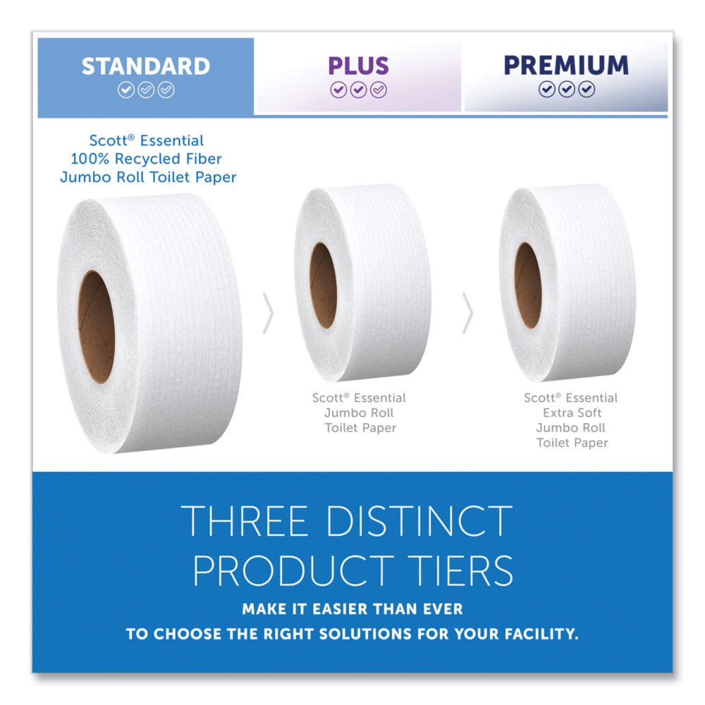 Essential 100% Recycled Fiber JRT Bathroom Tissue for Business, Septic Safe, 2-Ply, White, 3.55" x 1,000 ft, 12 Rolls/Carton - Image 10