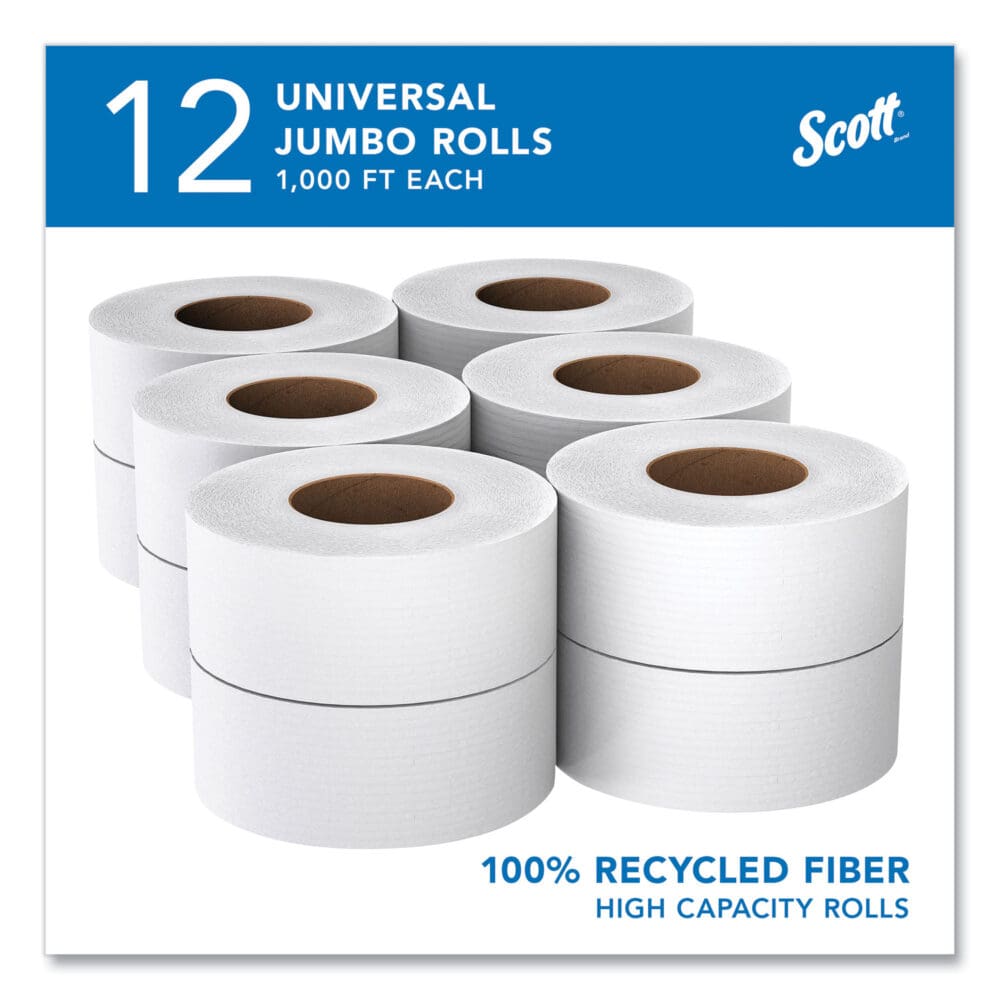 Essential 100% Recycled Fiber JRT Bathroom Tissue for Business, Septic Safe, 2-Ply, White, 3.55" x 1,000 ft, 12 Rolls/Carton - Image 11
