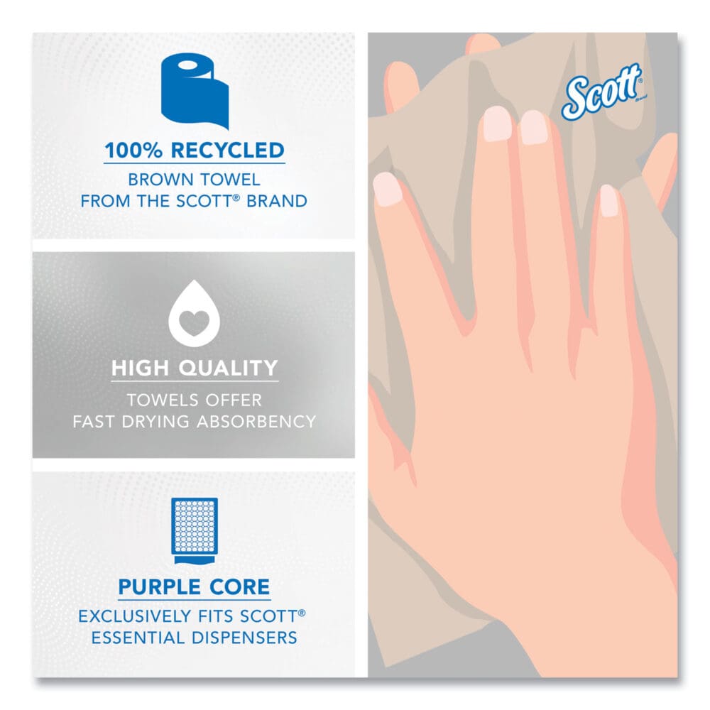 Essential 100% Recycled Fiber Hard Roll Towel, 1-Ply, 8" x 700 ft, 1.75" Core, Brown, 6 Rolls/Carton - Image 9