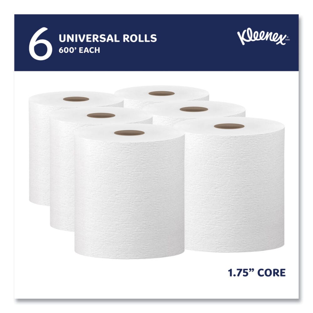 Hard Roll Paper Towels with Premium Absorbency Pockets, 1-Ply, 8" x 600 ft, 1.75" Core, White, 6 Rolls/Carton - Image 11