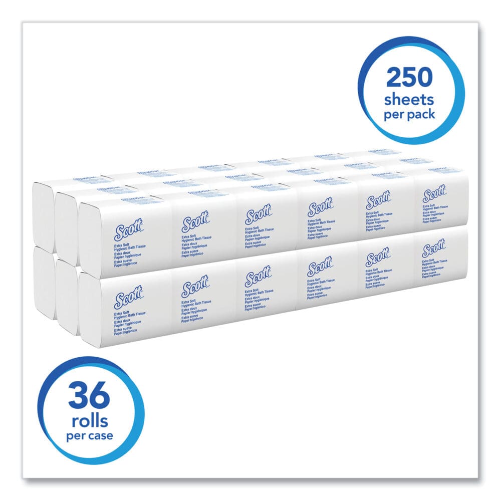 Hygienic Bath Tissue, Septic Safe, 2-Ply, White, 250/Pack, 36 Packs/Carton - Image 6