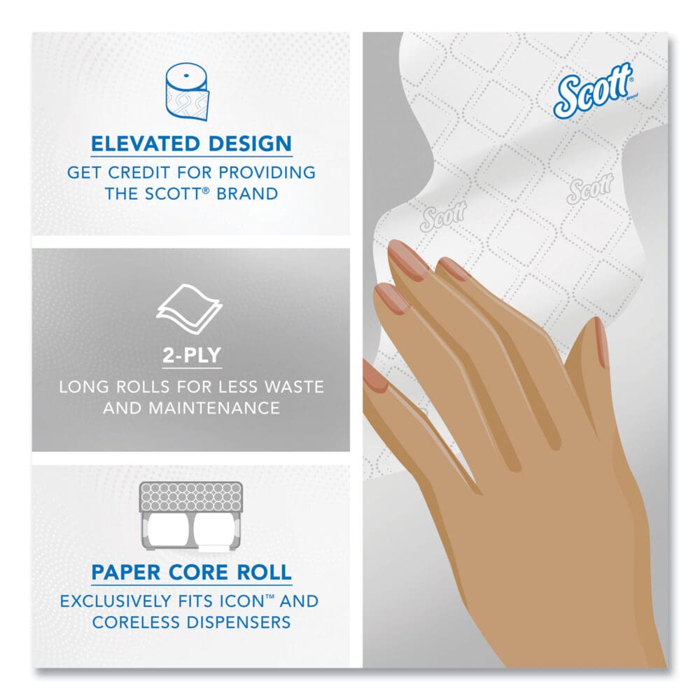 Pro Small Core High Capacity/SRB Bath Tissue, Septic Safe, 2-Ply, White, 1,100 Sheets/Roll, 36 Rolls/Carton - Image 9