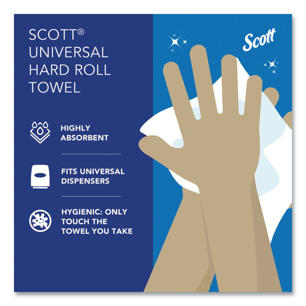 Essential Hard Roll Towels for Business, Absorbency Pockets, 1-Ply, 8" x 800 ft,  1.5" Core, White, 12 Rolls/Carton - Image 7