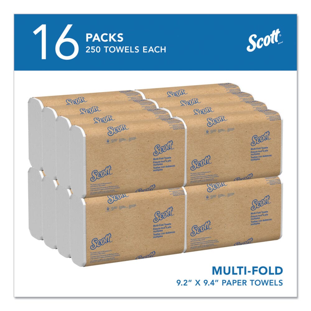 Essential Multi-Fold Towels, Absorbency Pockets, 1-Ply, 9.2 x 9.4, White, 250/Pack, 16 Packs/Carton - Image 11