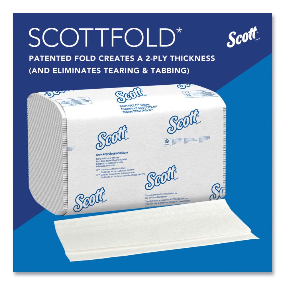 Pro Scottfold Towels, 1-Ply, 9.4 x 12.4, White, 175 Towels/Pack, 25 Packs/Carton - Image 6