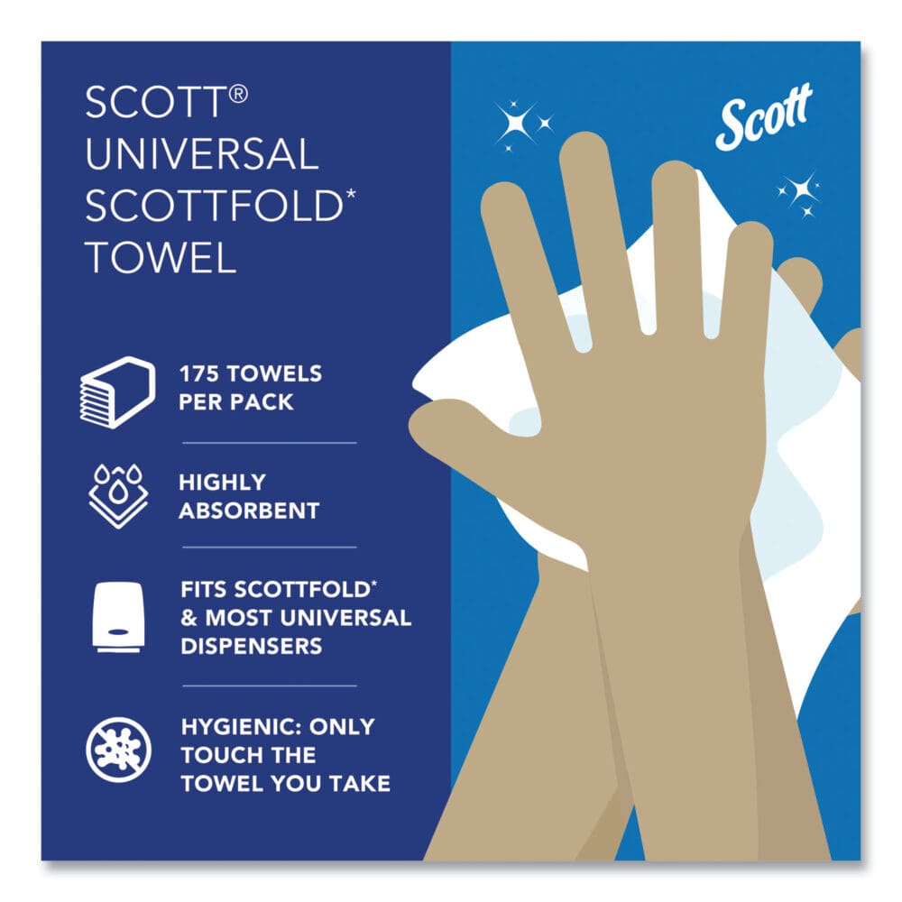 Pro Scottfold Towels, 1-Ply, 9.4 x 12.4, White, 175 Towels/Pack, 25 Packs/Carton - Image 9