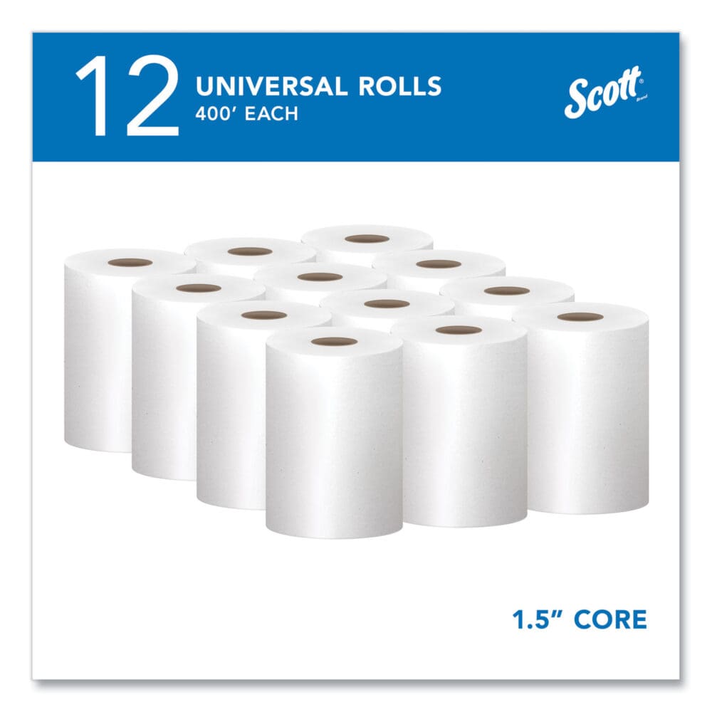 Essential Hard Roll Towels for Business, Absorbency Pockets, 1-Ply, 8" x 400 ft, 1.5" Core, White, 12 Rolls/Carton - Image 11