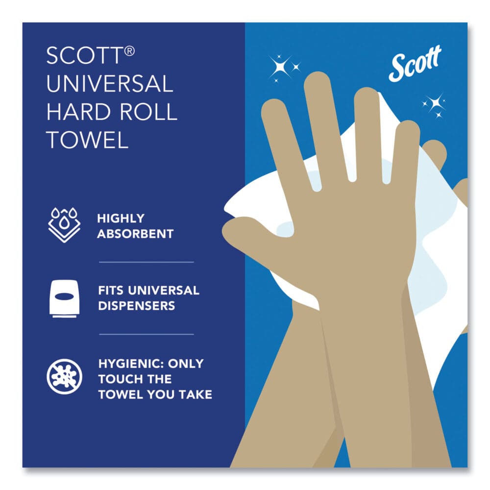 Essential Hard Roll Towels for Business, Absorbency Pockets, 1-Ply, 8" x 400 ft, 1.5" Core, White, 12 Rolls/Carton - Image 9